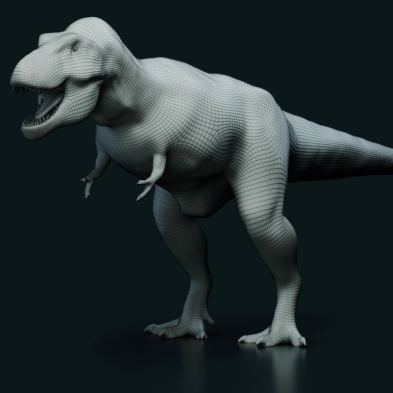 Retopology + UVs — rendered from the original dinosaur mesh